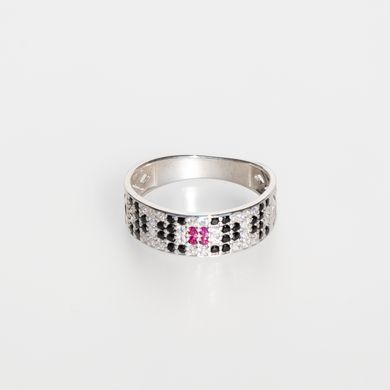 Silver ring: Vyshyvanka pink