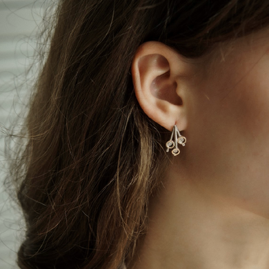 Silver earrings with diamonds: Sweet moment