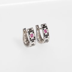 Silver earrings: Vyshyvanka pink