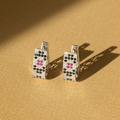 Silver earrings: Vyshyvanka pink