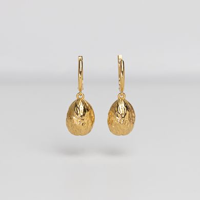 Gold-plated silver earrings: Walnut