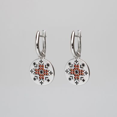 Silver earrings: Vyshyvanka indomitable