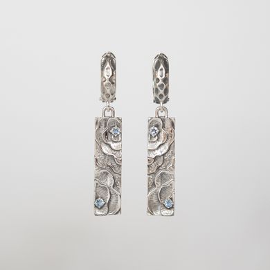 Silver earrings: Roses with Topaz