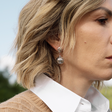 Long silver earrings: Vyshyvanka of the free