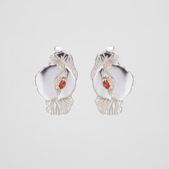 Silver earrings: poppies