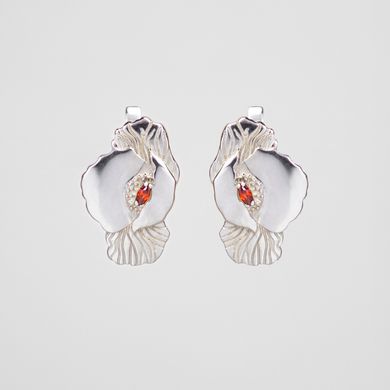 Silver earrings: poppies