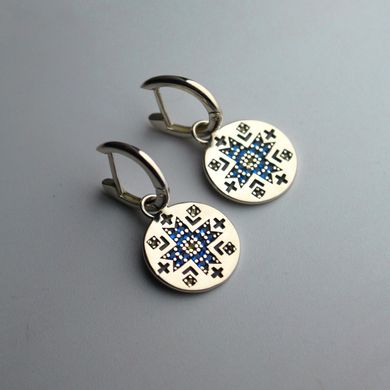 Silver earrings: Vyshyvanka indomitable