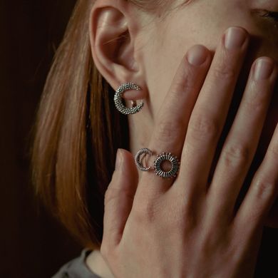 Silver earrings: Sun and moon