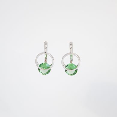 Silver earrings: Green circle