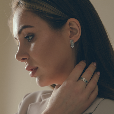 Silver earrings: Vyshyvanka with an English clasp