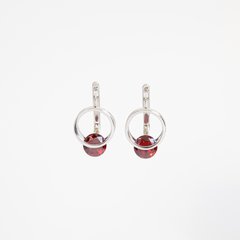 Silver earrings: Red circle