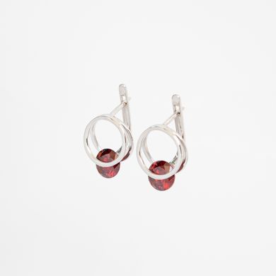 Silver earrings: Red circle