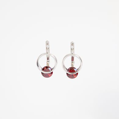 Silver earrings: Red circle