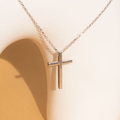 Silver pendant: Cross with embroidery ornament