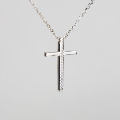 Silver pendant: Cross with embroidery ornament