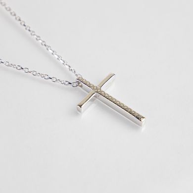 Silver pendant: Cross with embroidery ornament